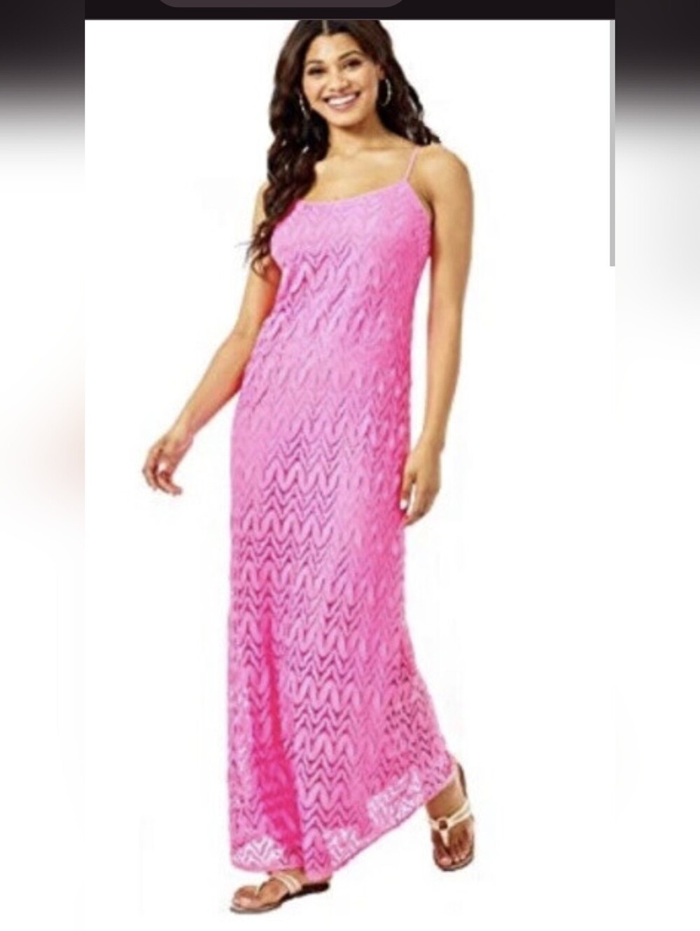 Lilly Pulitzer Avalon Prosecco Pink Crochet Maxi Dress